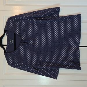 L.L Bean Woman's Large L three Quarter Sleeve Top Shirt Blue White